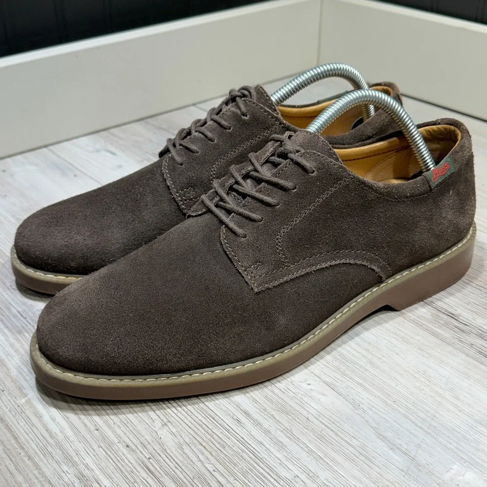 GH Bass Pasadena Suede Shoes Mens 8 W Buck Tan Leather Lace Up Oxford Derbies